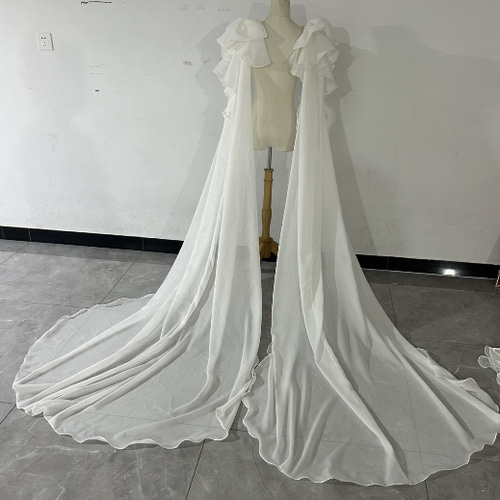美品！ポンチョ リボンふんわりシフォン 前撮り 抜群のおしゃれ見え  