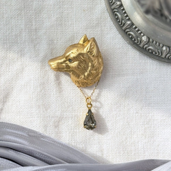 銀製シカ 雄鹿のブローチ 森の動物彫刻 925製ブローチ ブローチ