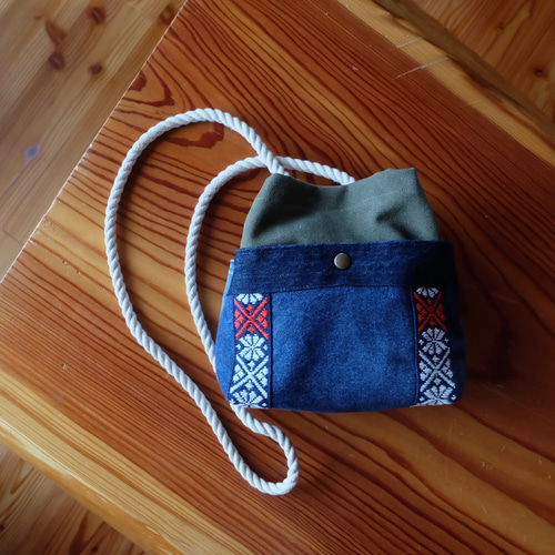 酒袋刺し子ショルダーバッグ(ハンドメイド） Shoulder Bag ショルダー