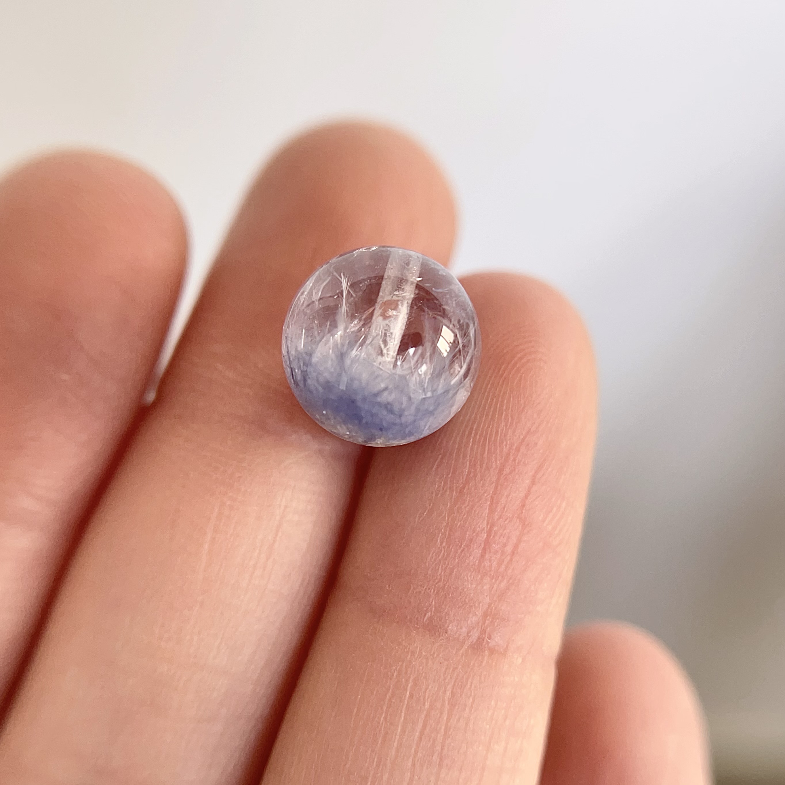 11.1mm 天然無処理 デュモルチェライトインクォーツ 丸玉 ネックレス 