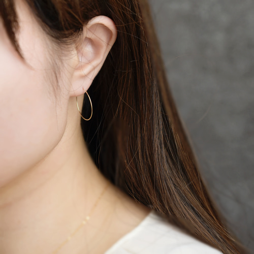 14kgf フープピアス ▶︎ 華奢 シンプル プレーン 約20mm 2cm ピアス 