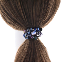 『黄昏』 夏の夕焼け空…ビジュー シュシュ＊ブレスレット 2枚目の画像