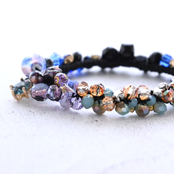 『黄昏』 夏の夕焼け空…ビジュー シュシュ＊ブレスレット 9枚目の画像