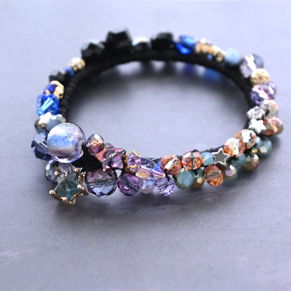 『黄昏』 夏の夕焼け空…ビジュー シュシュ＊ブレスレット 17枚目の画像