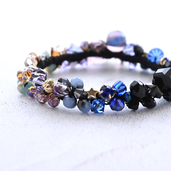 『黄昏』 夏の夕焼け空…ビジュー シュシュ＊ブレスレット 12枚目の画像