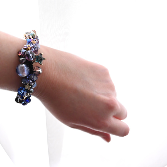 『黄昏』 夏の夕焼け空…ビジュー シュシュ＊ブレスレット 6枚目の画像