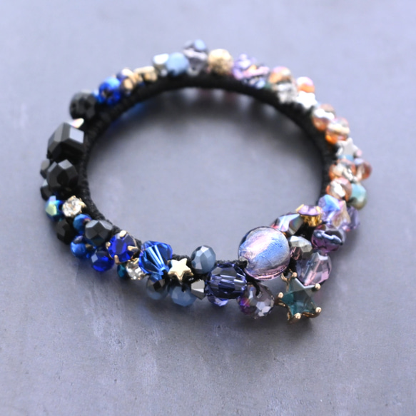 『黄昏』 夏の夕焼け空…ビジュー シュシュ＊ブレスレット 5枚目の画像