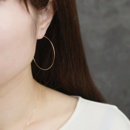14kgf フープピアス ▶︎ 華奢 シンプル プレーン 約45mm 4.5cm ピアス