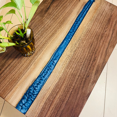 リバーテーブル レジンテーブル ウッドレジン ブラックウォールナット