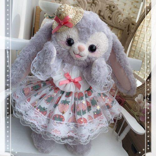 まかろにෆ様　ぬい服　ワンピース　ツイード　10cm ピンク　水色 まかろにෆ様 ぬい服 ワンピース ツイード 10cm ピンク 水色