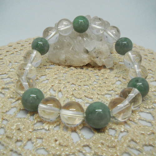 仁 義 礼 智 信～五徳を備えた石 翡翠＆水晶ブレスレット ブレスレット