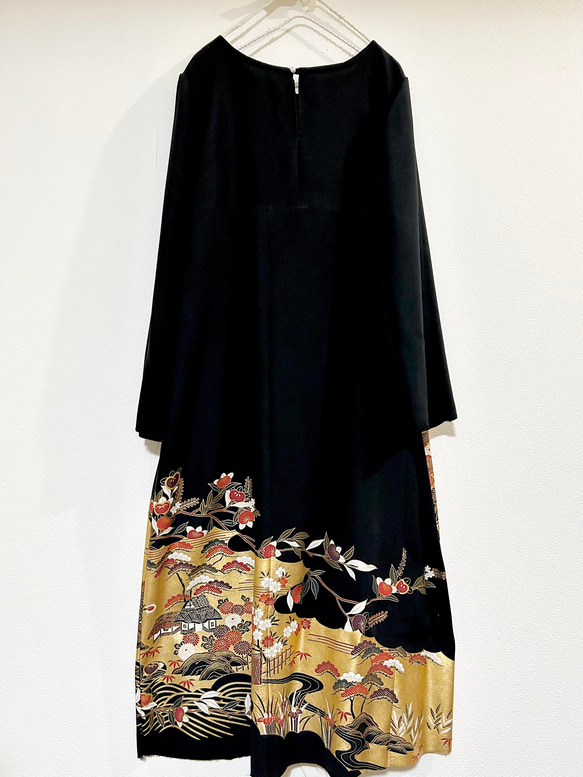 着物リメイク　1Lサイズ　金彩尽くし　黒留袖ドレス＆リボンベルト　長袖　ハンドメイド 人気・おすすめ｜売れ筋商品・話題商品におすすめ 品質チェック済み 安心配送 今月のおすすめ