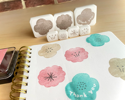 手作りハンコ ハンドメイド アレンジ自由な花模様スタンプ 手帳デコが楽しくなる7個セット