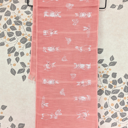 PINK HOUSE ウサギ刺繍 ストール セール】 ギンガムうさぎ刺繍ストール （マフラー・ショール