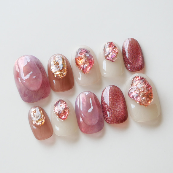 ジュエリーアイスネイル-pink-◇ネイルチップ【natsu-No.19】 ネイル