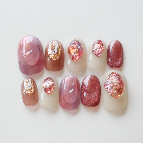 ジュエリーアイスネイル-pink-◇ネイルチップ【natsu-No.19】 ネイル