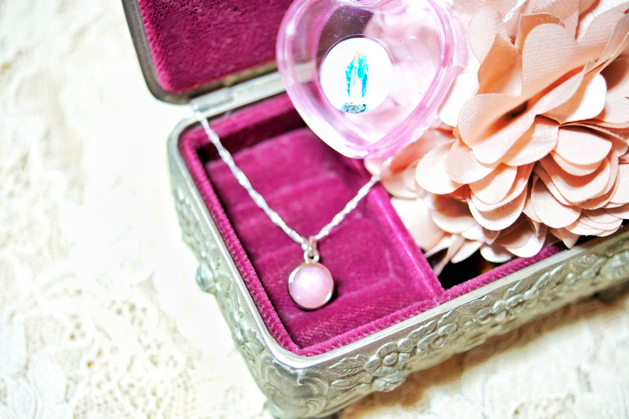 いちごみるく色のキューピッドの石☆ピンクオパールのsilver925