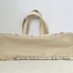 【Lサイズ】雪豹　ボア　倉敷帆布使用　肩掛けトートバッグ　サイドポケット　akaneko レオパレード 6枚目の画像