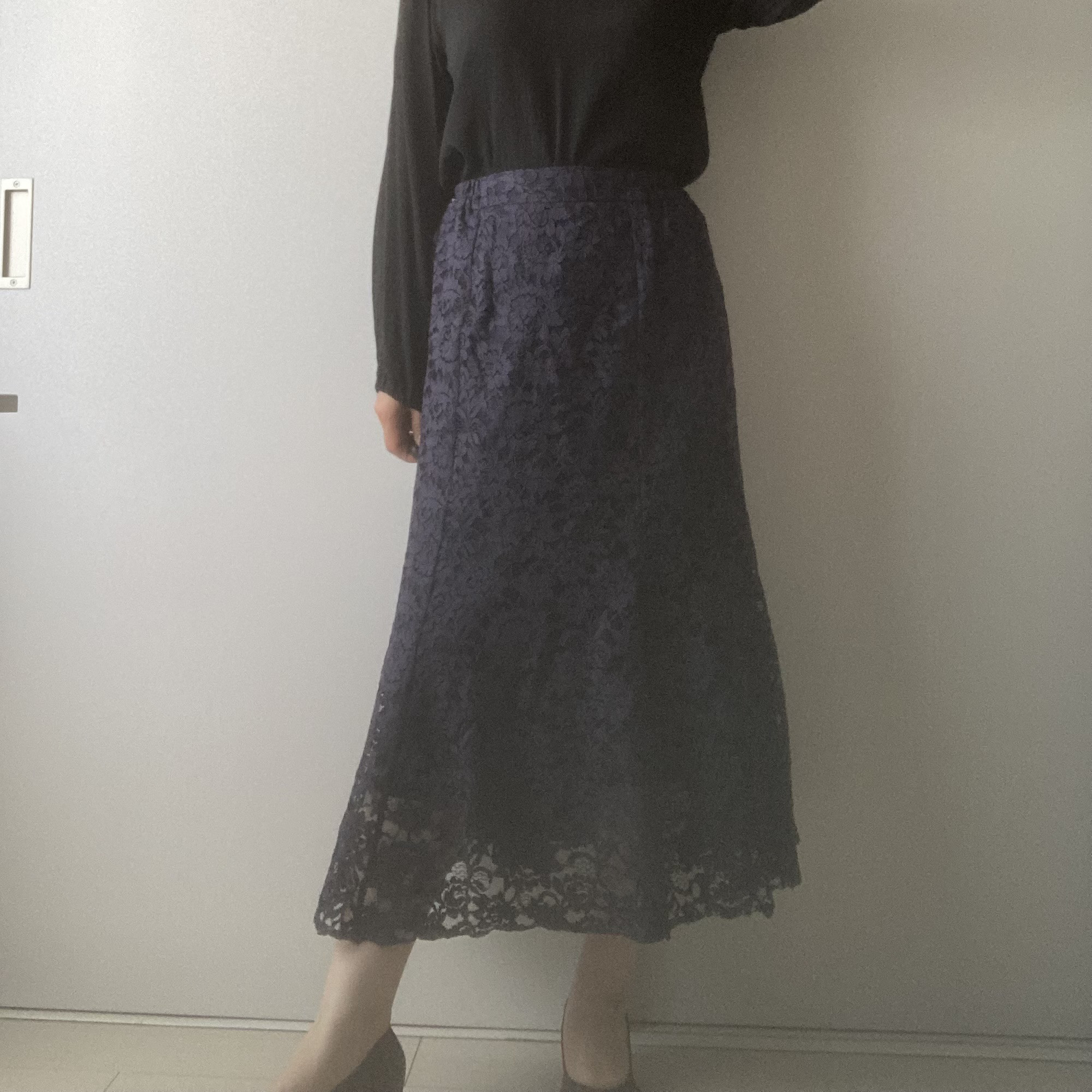 レースのマーメイドスカート　紺