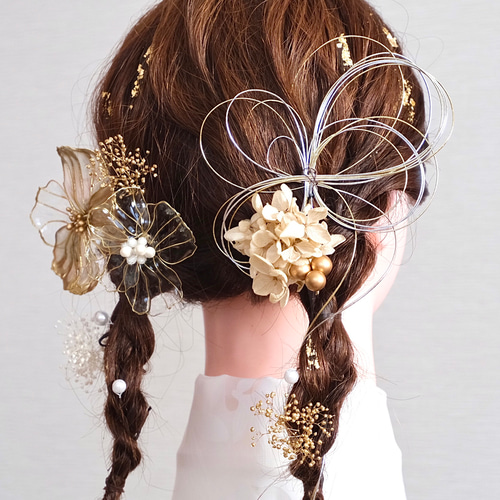 成人式 髪飾り ディップフラワー プラチナパール アメリカンフラワー