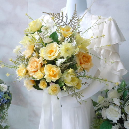 ウェディングブーケ　カラー　半額セール 白カラーのウエディングブーケ｜広島花屋オンラインショップ花将