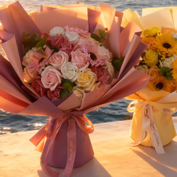 2色選べる枯れないお花ソープフラワー花束 母の日造花  敬老の日フラワーギフト バラ 結婚式ケ 誕生日卒業式成人式 2枚目の画像