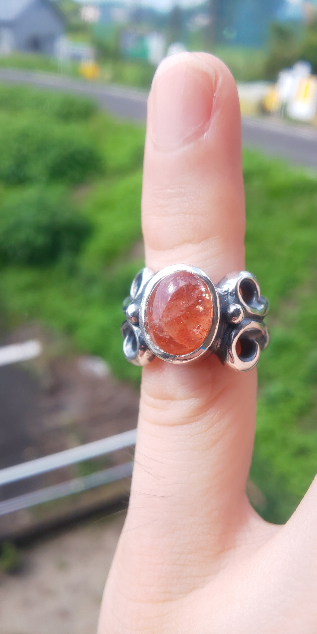 『ギンツユクサ』 リング (サンストーン)  #9号 【送料無料】