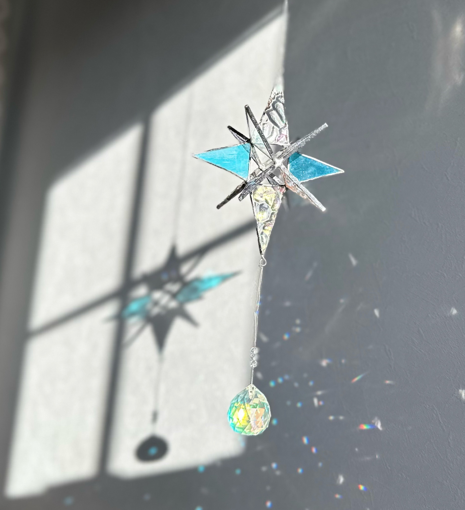 煌めく碧い星＊サンキャッチャー＊ステンドグラス