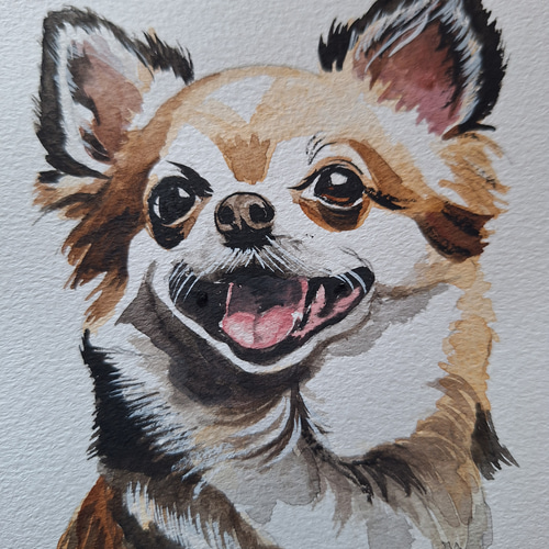 水彩画 かわいいチワワ 絵画 makochin 通販 18053894｜Creema