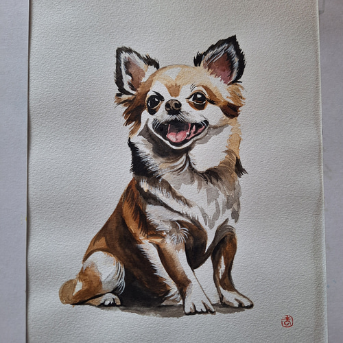 水彩画 かわいいチワワ 絵画 makochin 通販 18053894｜Creema