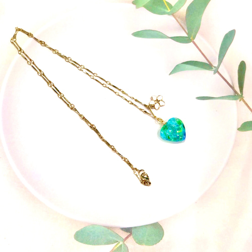 琉球ガラス入り❤️ハートネックレス 雫ネックレス アクセサリー