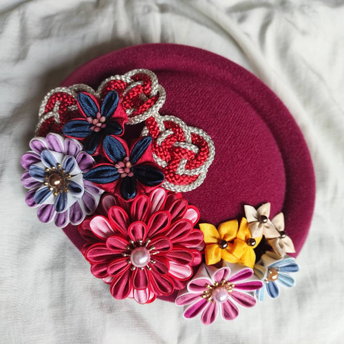 ミニベレーモチーフ ヘッドドレス つまみ細工 成人式 七五三 卒業式 髪