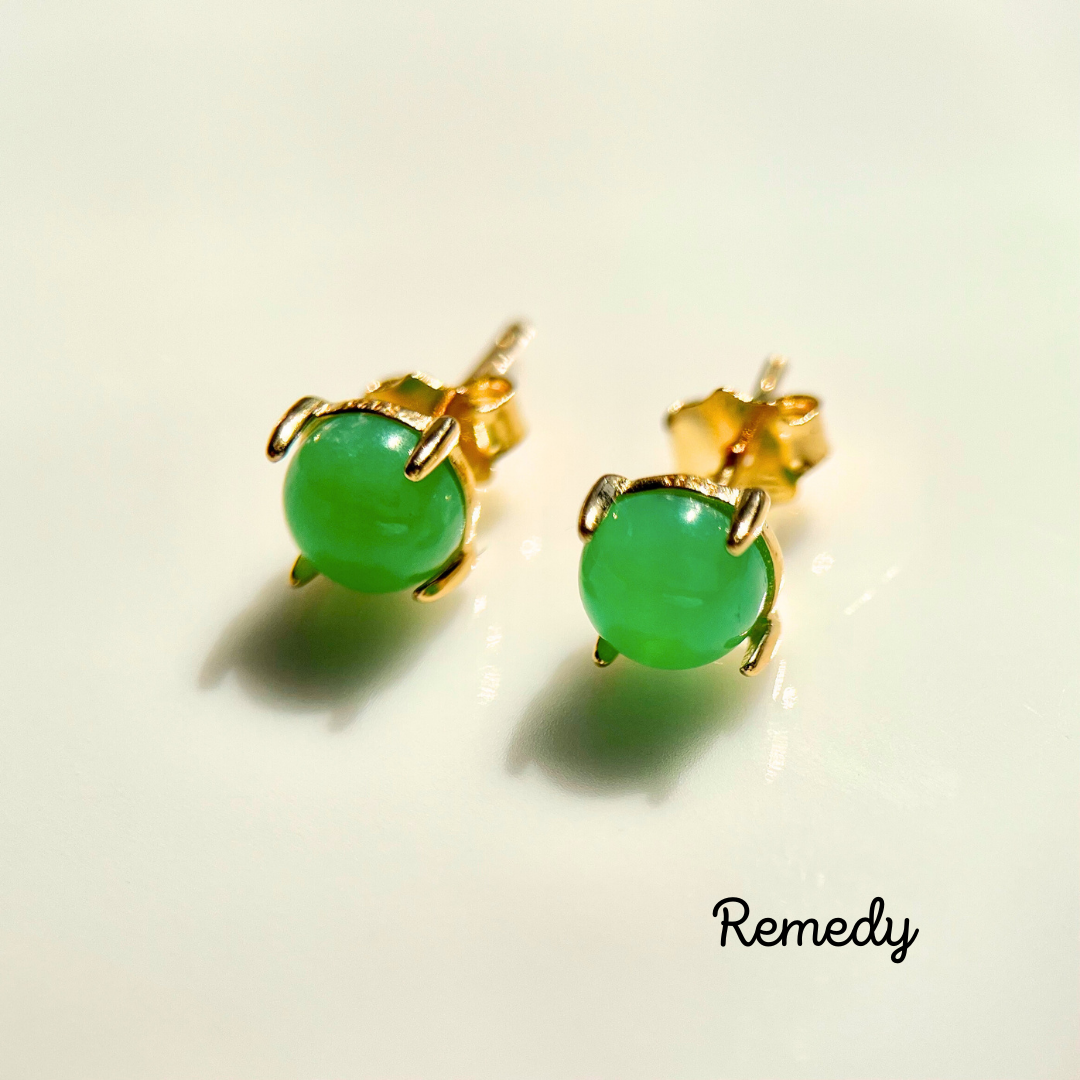 【ロトンド】クリソプレーズのスタッドピアス（6mm） 18KGP Silver925