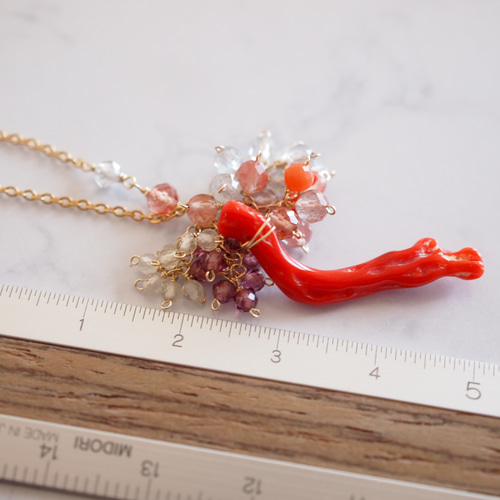 天然 枝珊瑚ネックレス 美品】天然枝珊瑚ネックレス - メルカリ