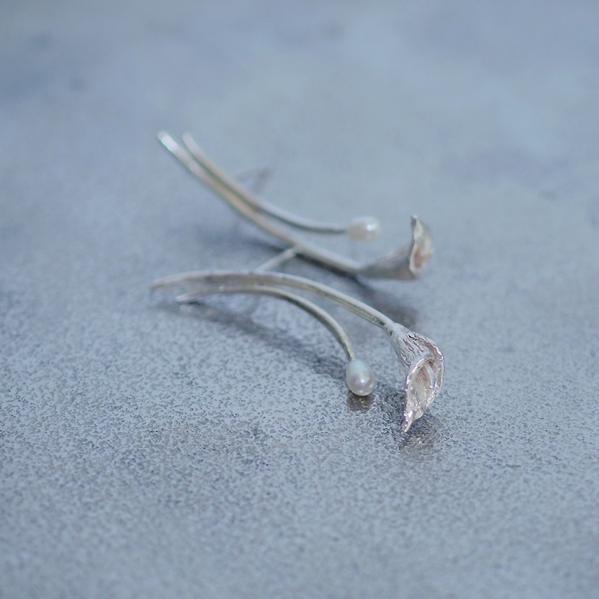 カラーとパールのピアス(silver×water pearl)