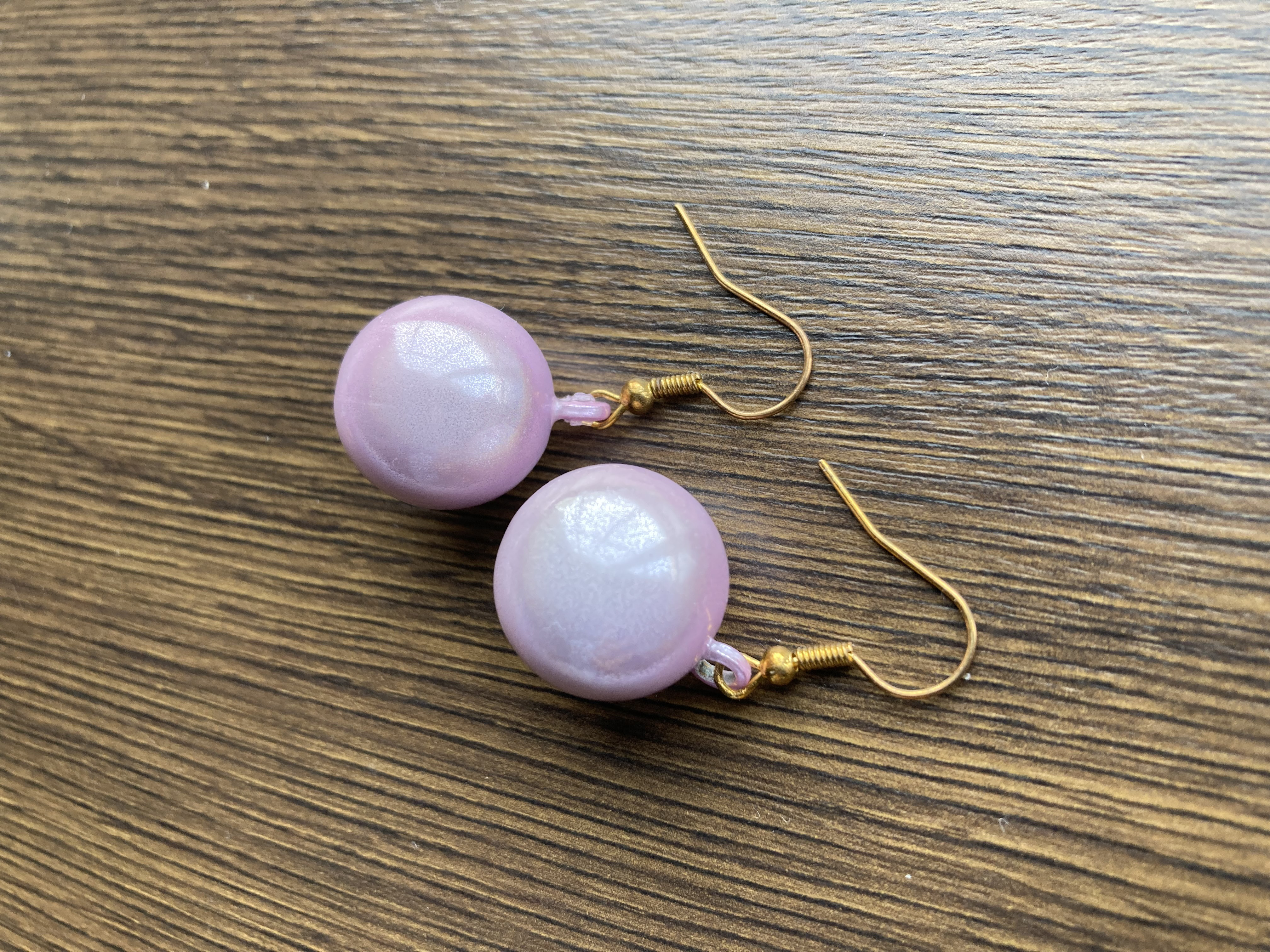 026Aq【高品質✨】ピアス　一粒パール　フック　8ミリ玉　ピンクゴールド　黄金