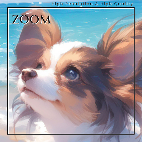 貝犬戯舞 - パピヨン犬の子犬 No.5】夏・海・うちの子記念日・ペット