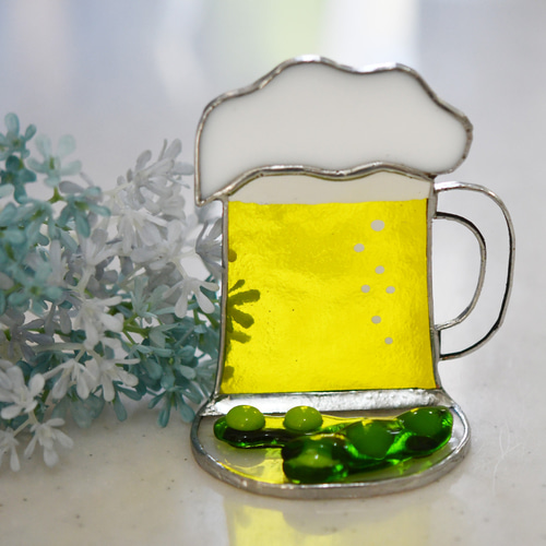 ステンドグラス ビールと枝豆 その他インテリア雑貨 もえくる 通販