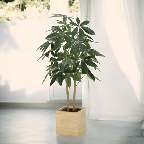 光触媒　人工観葉植物　フェイクグリーン　ウッドボックスパキラ1.0m 光触媒 人工観葉植物 フェイクグリーン ウッドボックスパキラ1.0m