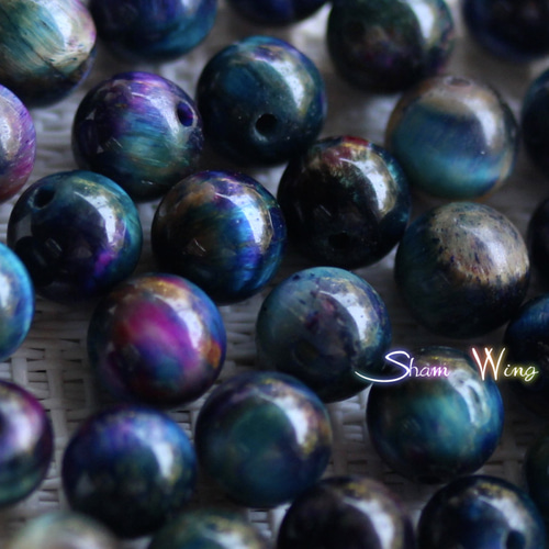 ギャラクシータイガーアイ ラウンド約7.6～8.1mm☆7粒✿天然石 天然石