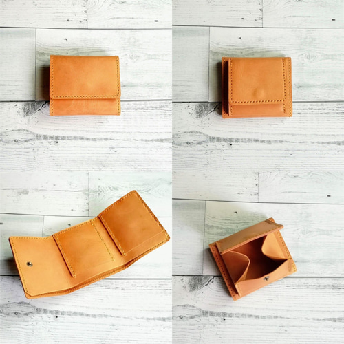 送料無料】三つ折り財布 10色 本革 ミニ財布 手のひらサイズ ボックス