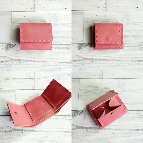 送料無料】三つ折り財布 10色 本革 ミニ財布 手のひらサイズ ボックス