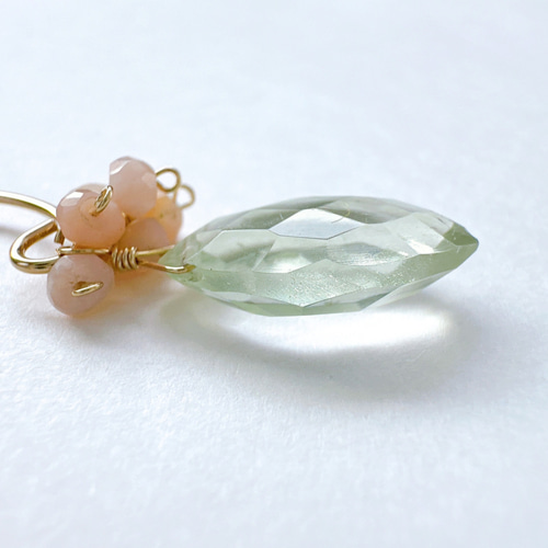 グリーンアメジストとピンクオパールのピアス14kgf ピアス（フック  