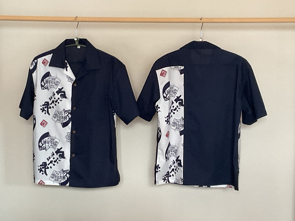 竹浪比呂央デザイン生地使用 開襟シャツ 1枚目の画像