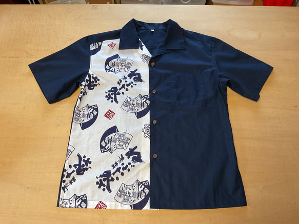 竹浪比呂央デザイン生地使用 開襟シャツ 2枚目の画像