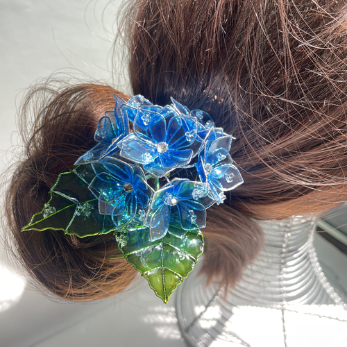 八重紫陽花の二又かんざし(青) かんざし 紫 通販 18054723