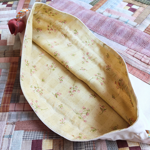 ★優しい秋冬色パッチワークの膝掛け★便利な巾着袋付き＊2色登場【Creema限定】 12枚目の画像