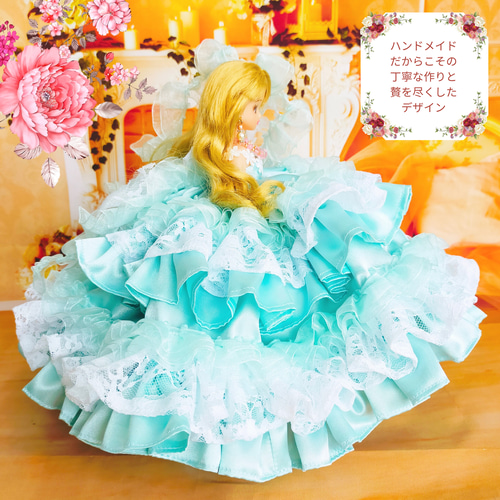 リカちゃんサイズ ドレス エメラルドグリーン ハンドメイド服