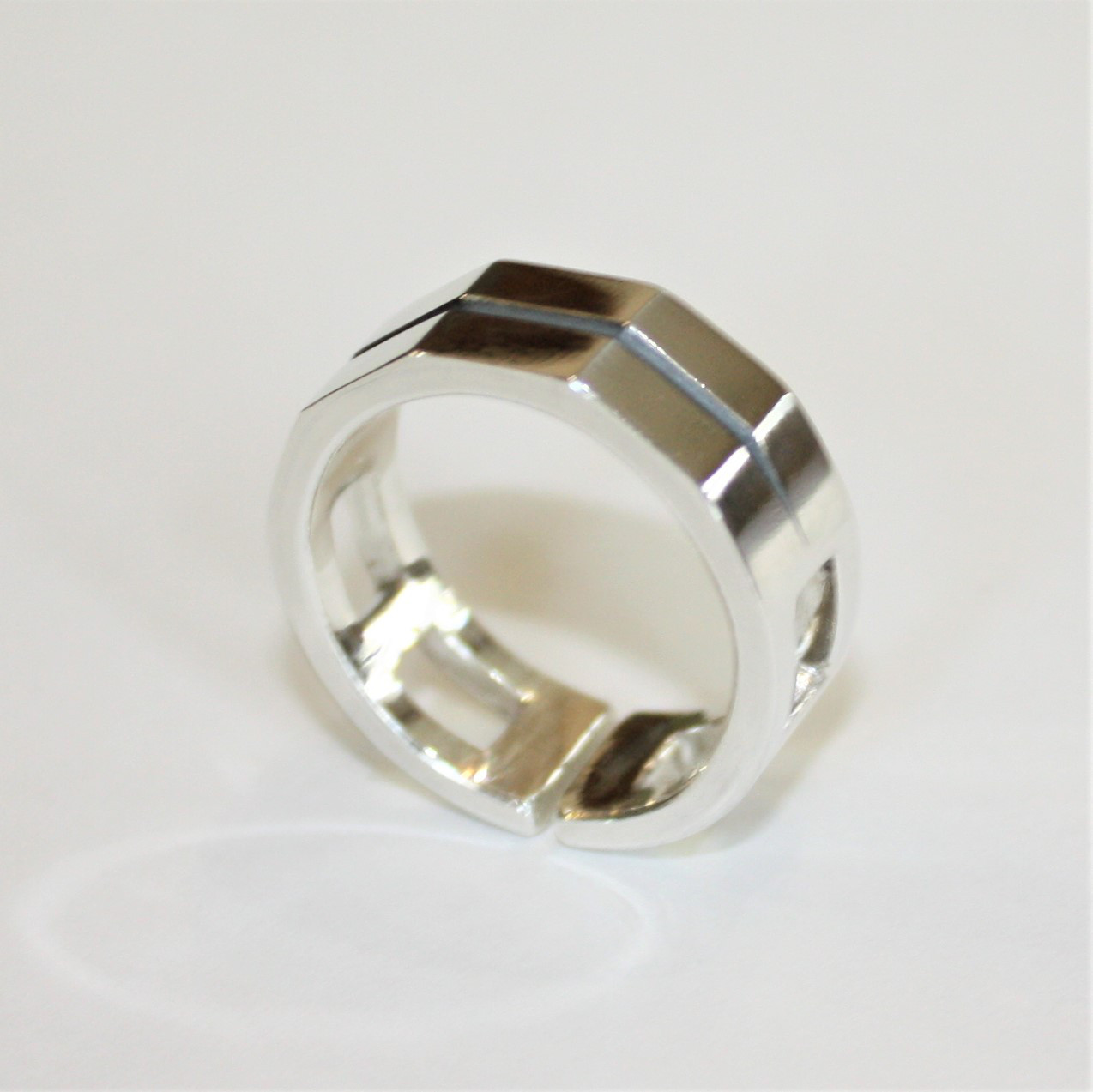 男女兼用　シルバーリング　図形　直線　シンプル　ツーウェイ　幅広の指輪 6,603円