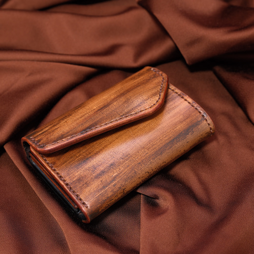 右利き用]三つ折りミニ財布／木目調染め 三つ折り財布 campi craft